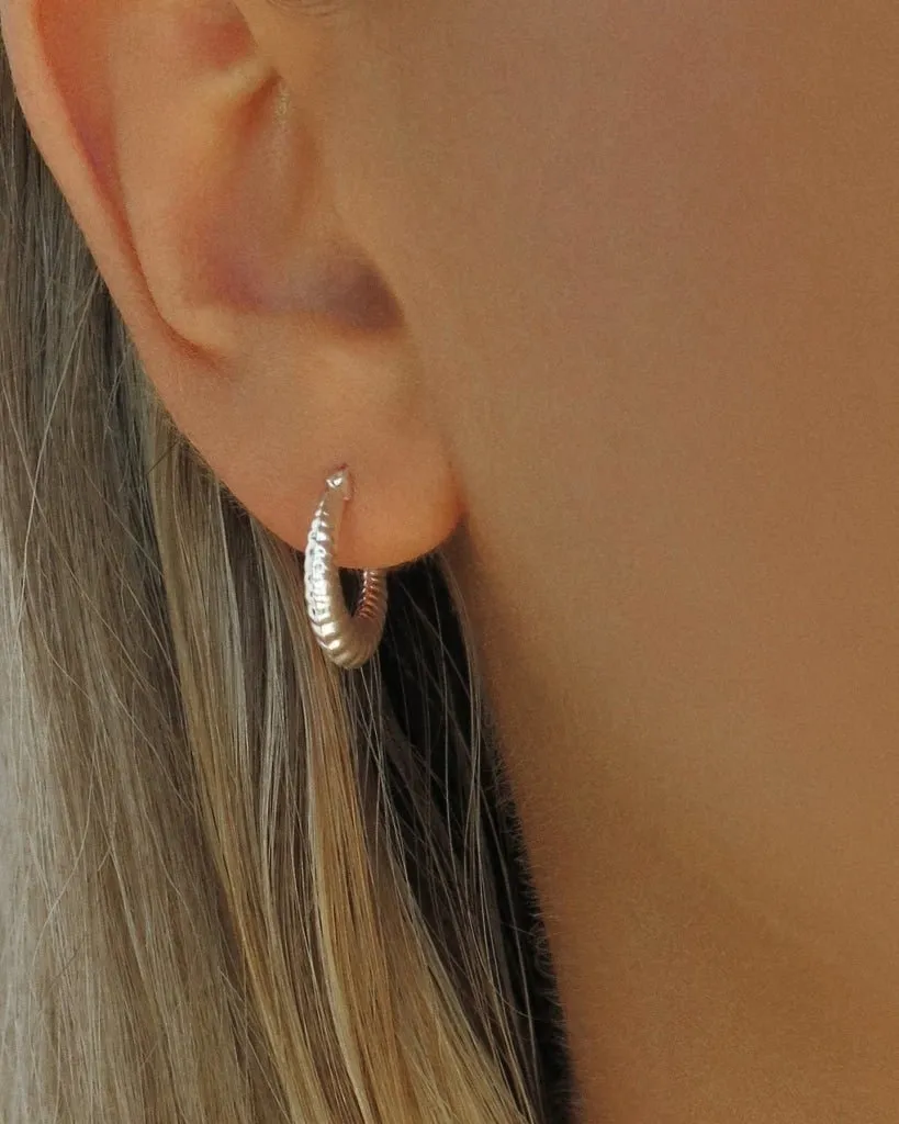 Croissant Hoop Earrings  - Sterling Silver