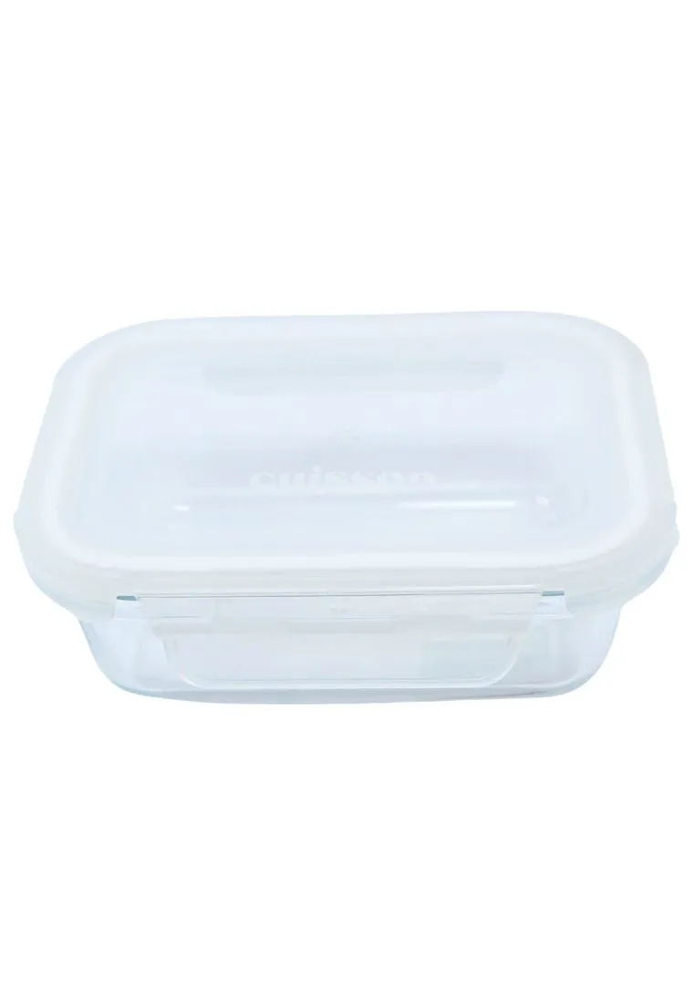 Cuisson Rectangle Glass Food Container with Lid - White