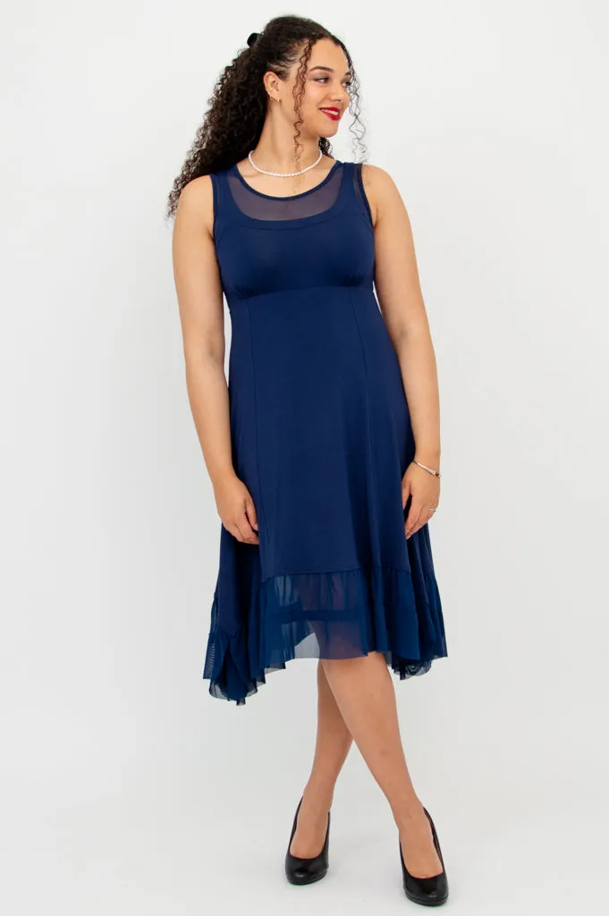 Danube Dress, Indigo, Bamboo