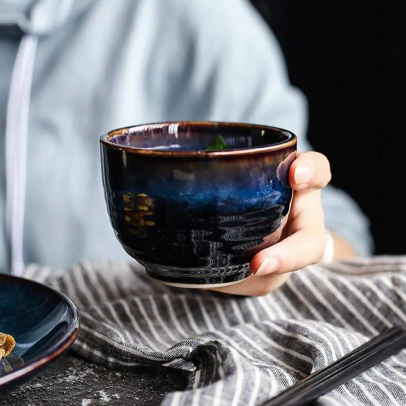 Deep Blue Ceramic Tableware 5-piece Set