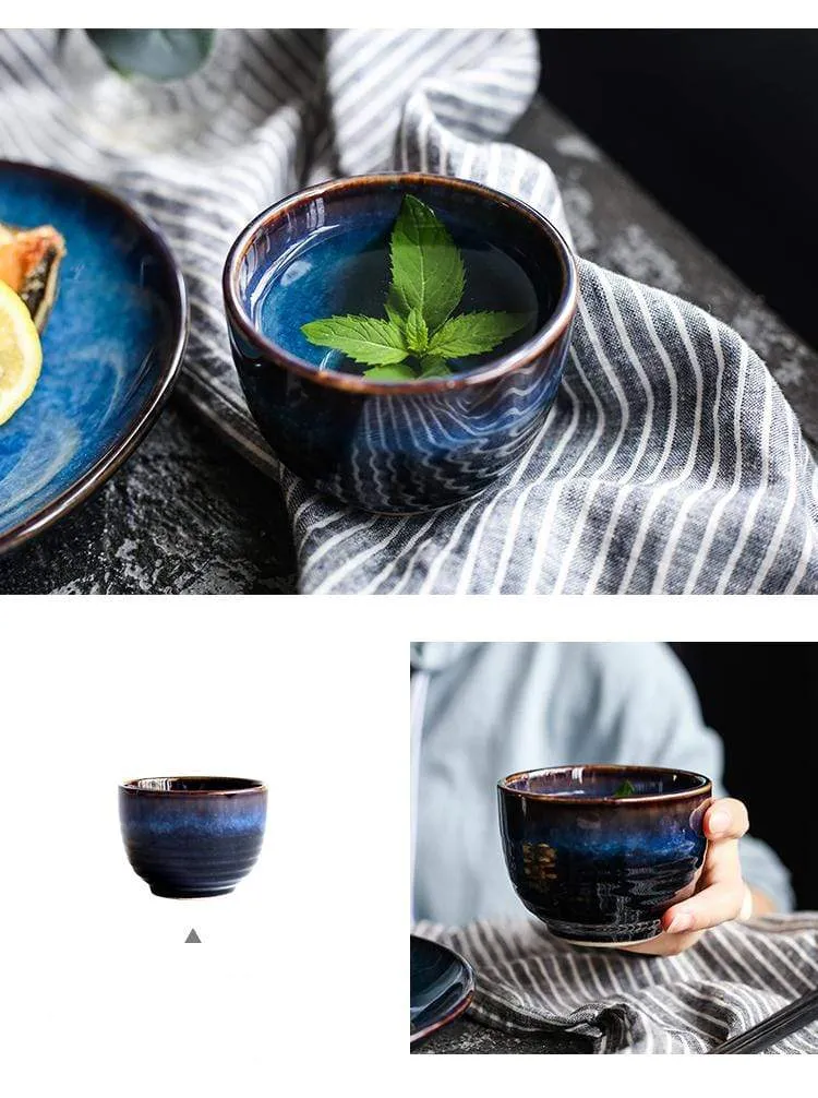 Deep Blue Ceramic Tableware 5-piece Set