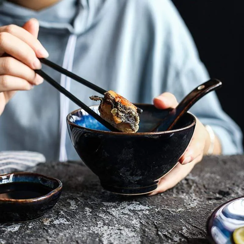 Deep Blue Ceramic Tableware 5-piece Set