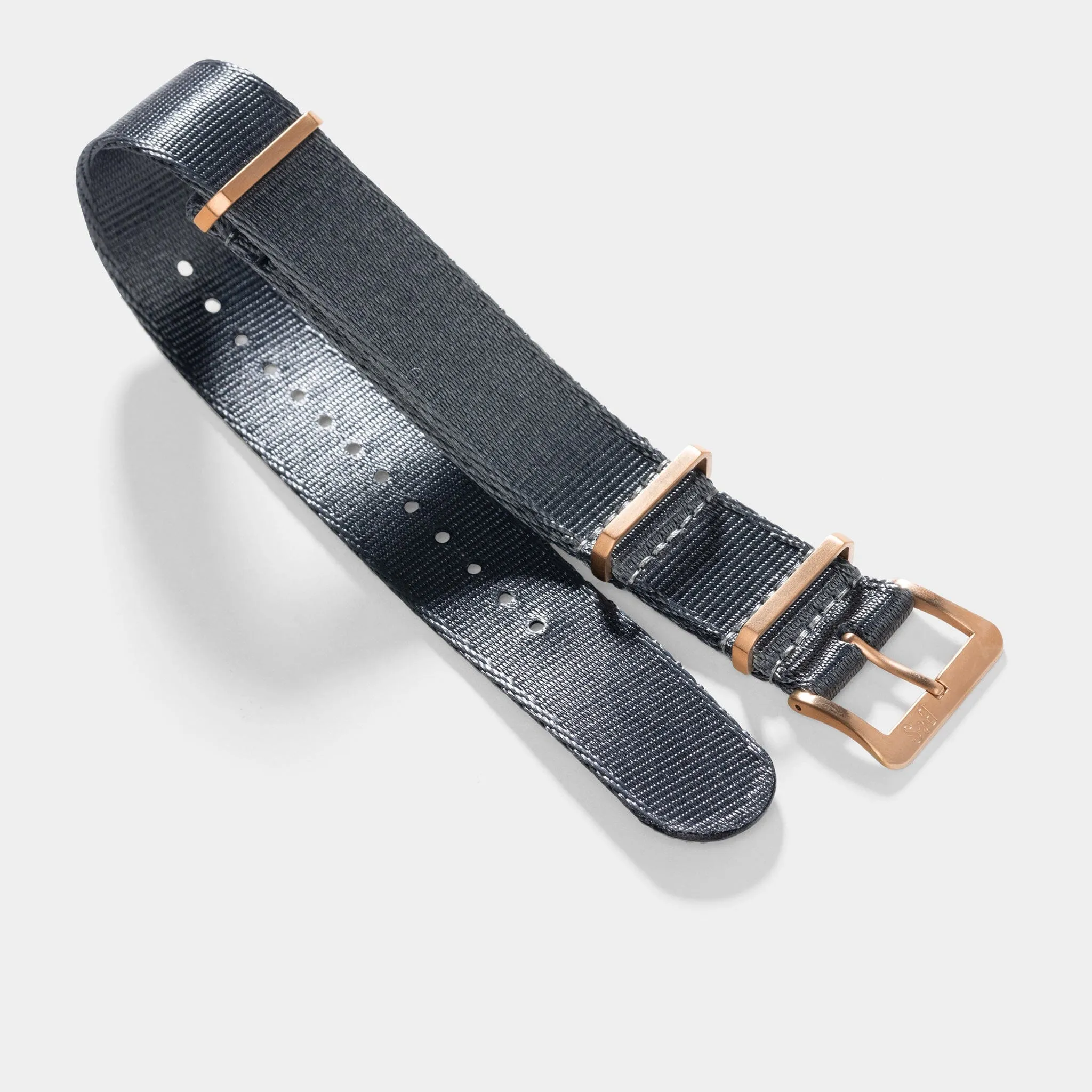 Deluxe Nylon Single Pass Watch Strap Pure Grey - Rose Gold Brushed