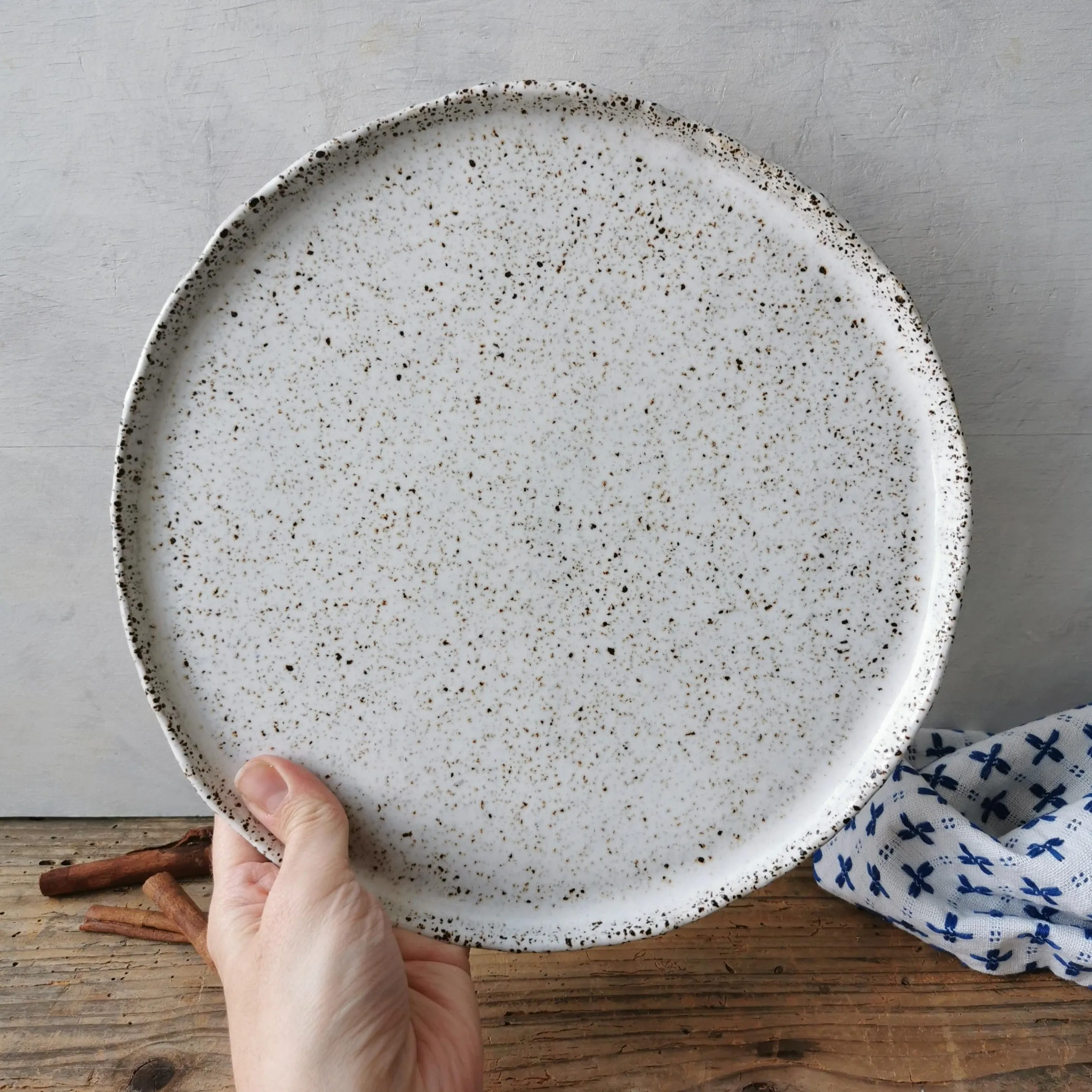 Dinner plate speckled white 11"