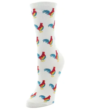 Early Bird Rooster Bamboo Blend Crew Novelty Socks