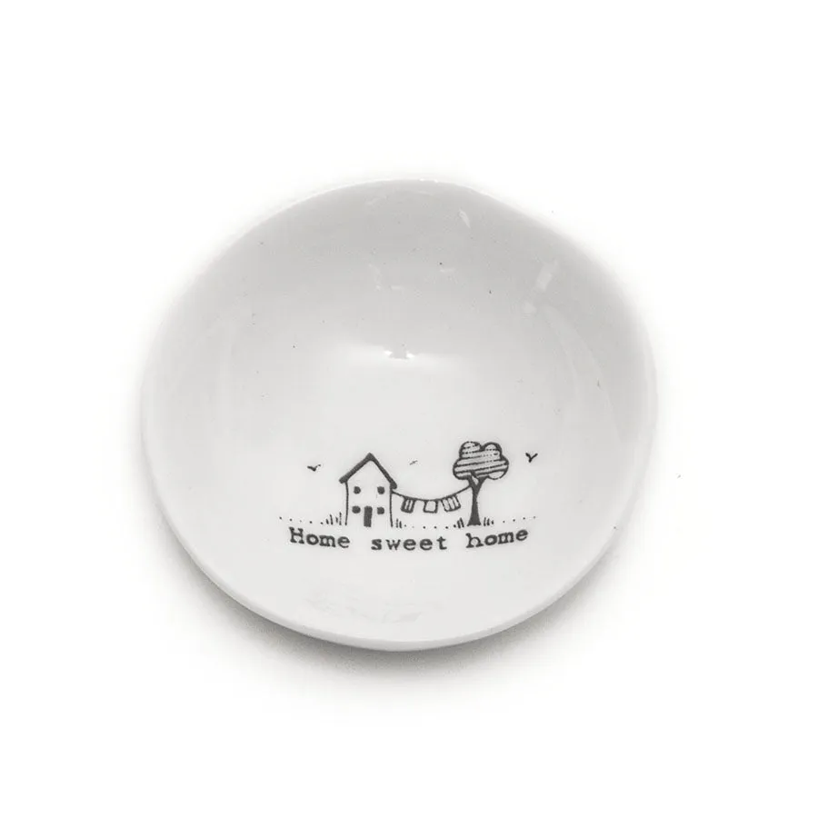 East of India Glazed Small Porcelain 'Home Sweet Home' Dish