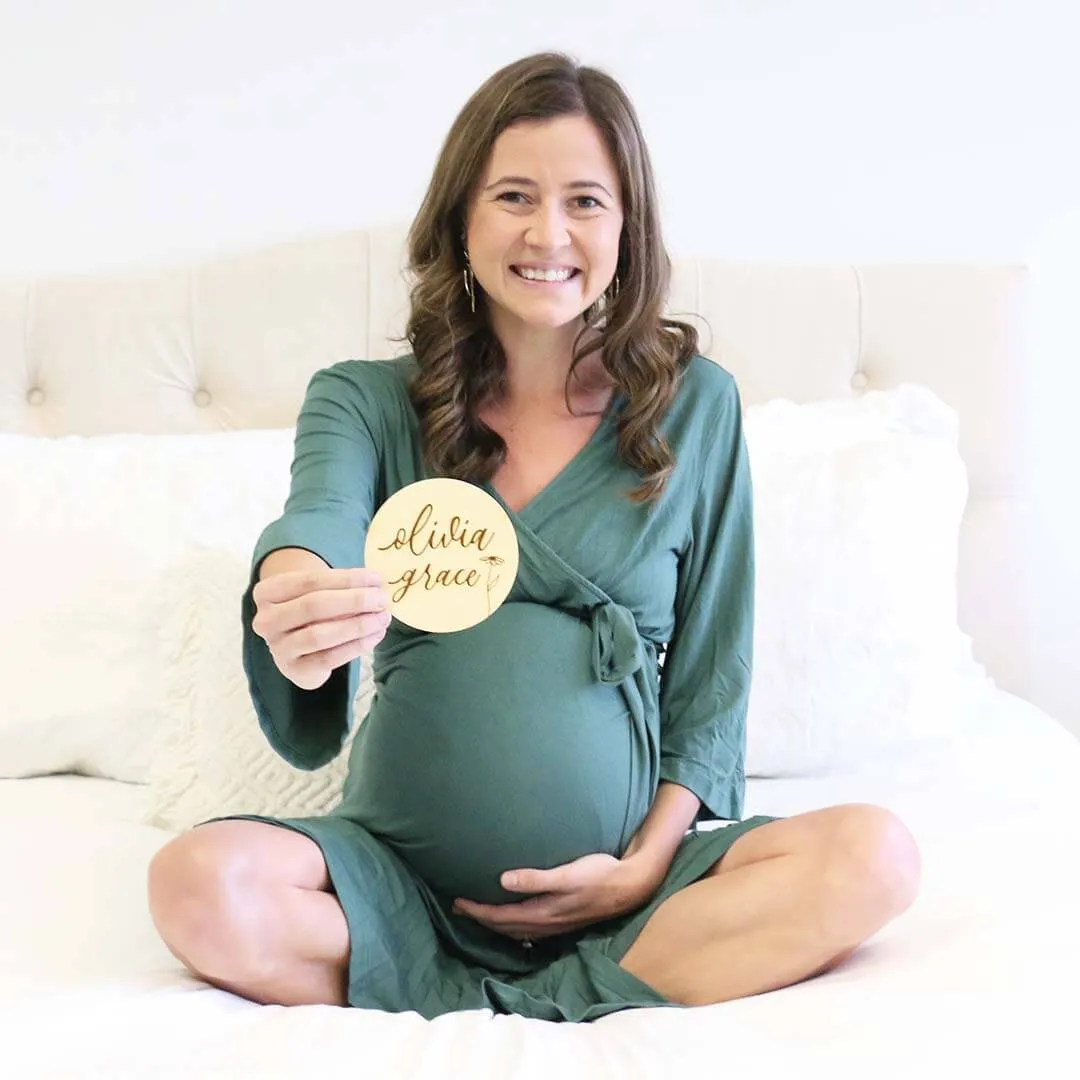 Emerald Bamboo Knit Maternity Robe