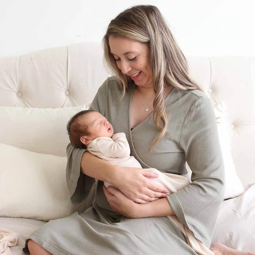 Eucalyptus Waffle Bamboo Knit Maternity Robe