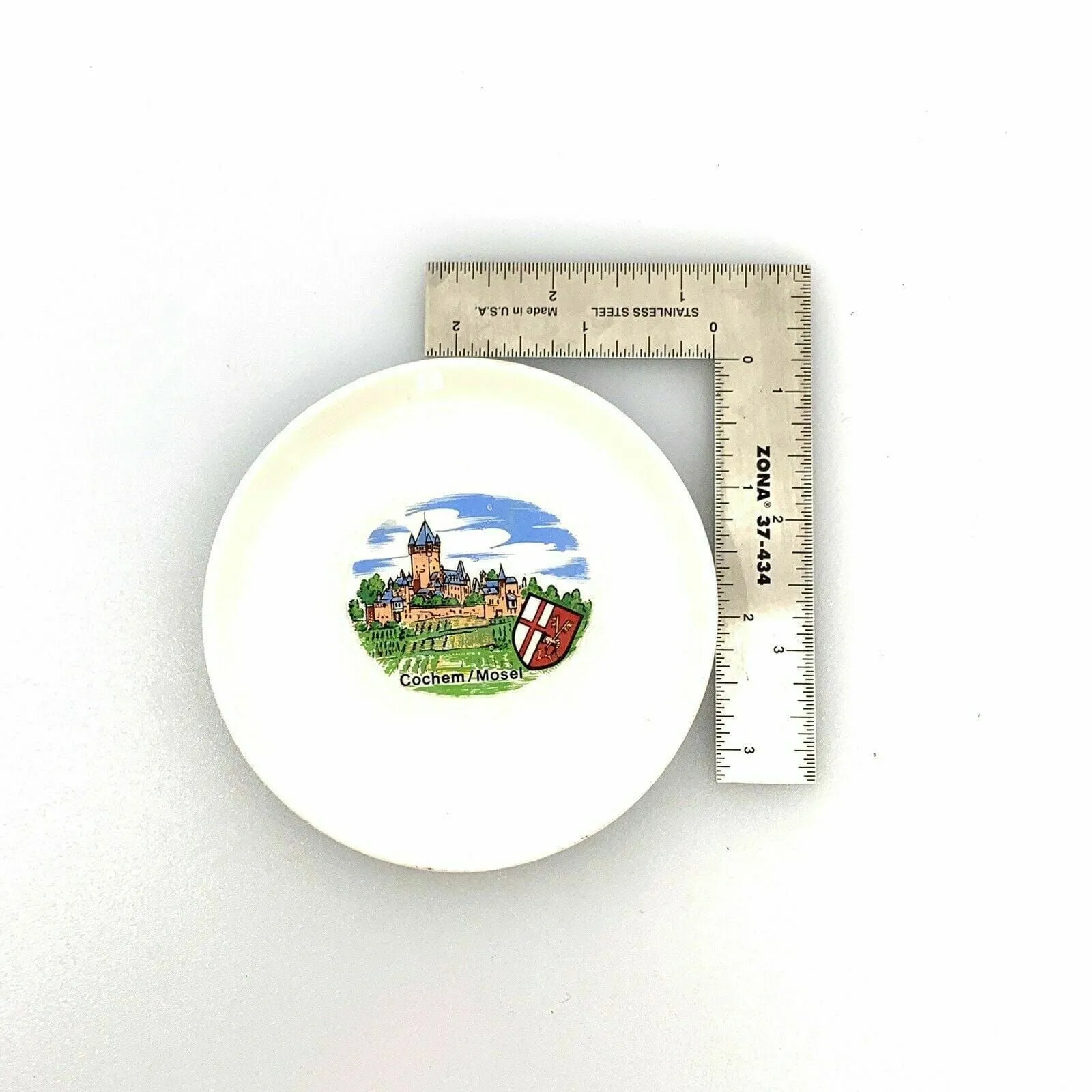 Exquisite Cochem Mosel Castle Souvenir Porcelain Teabag Plate - Vintage-inspired - White - 3" - Very Good Condition