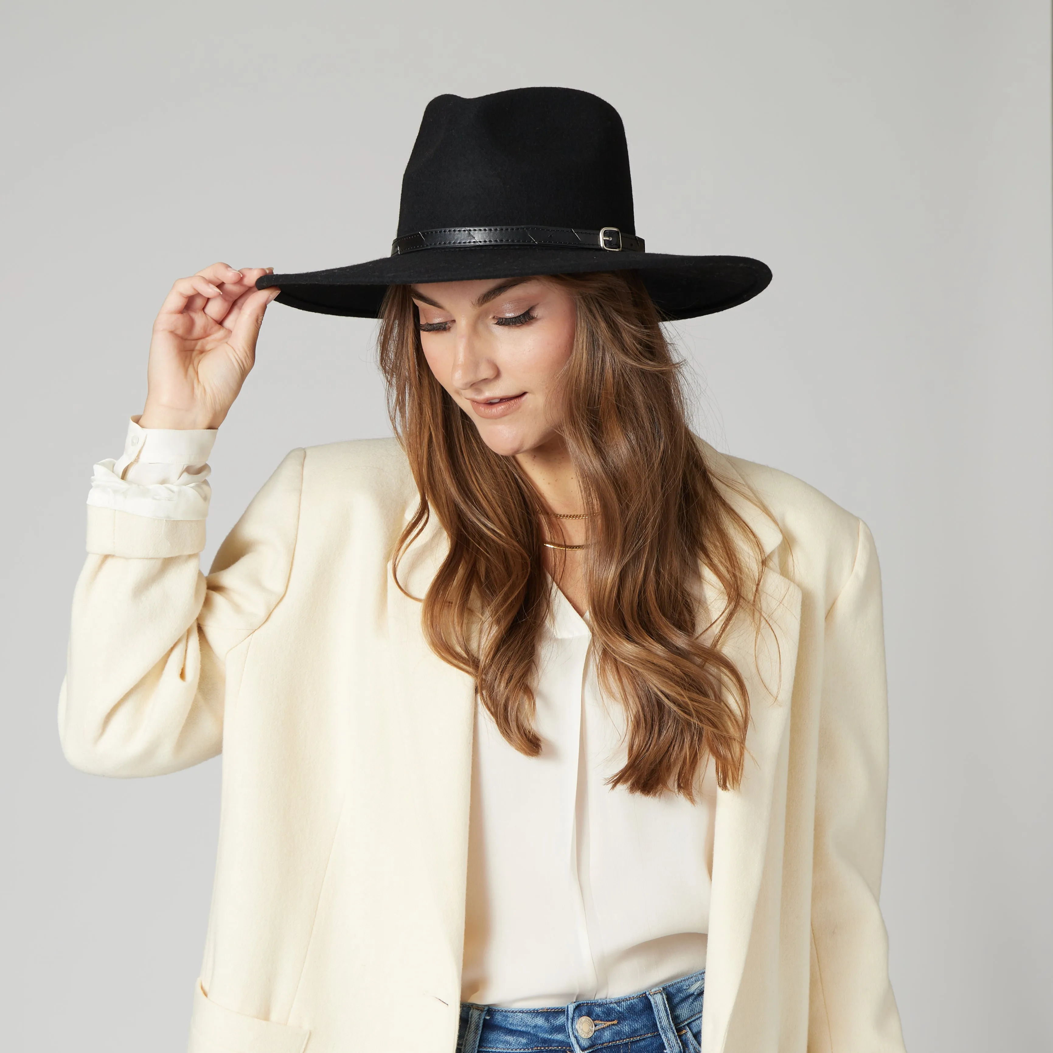 Flameworthy - Women's Felt Fedora W/ Belted Sliced Band