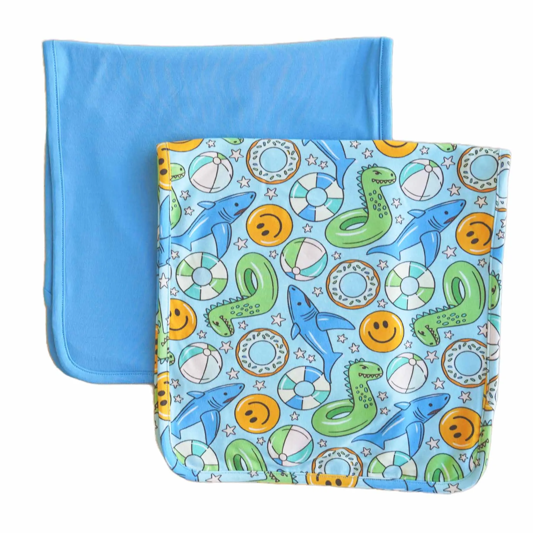 Floatie Friends 2pc Burp Cloth Set | Blue