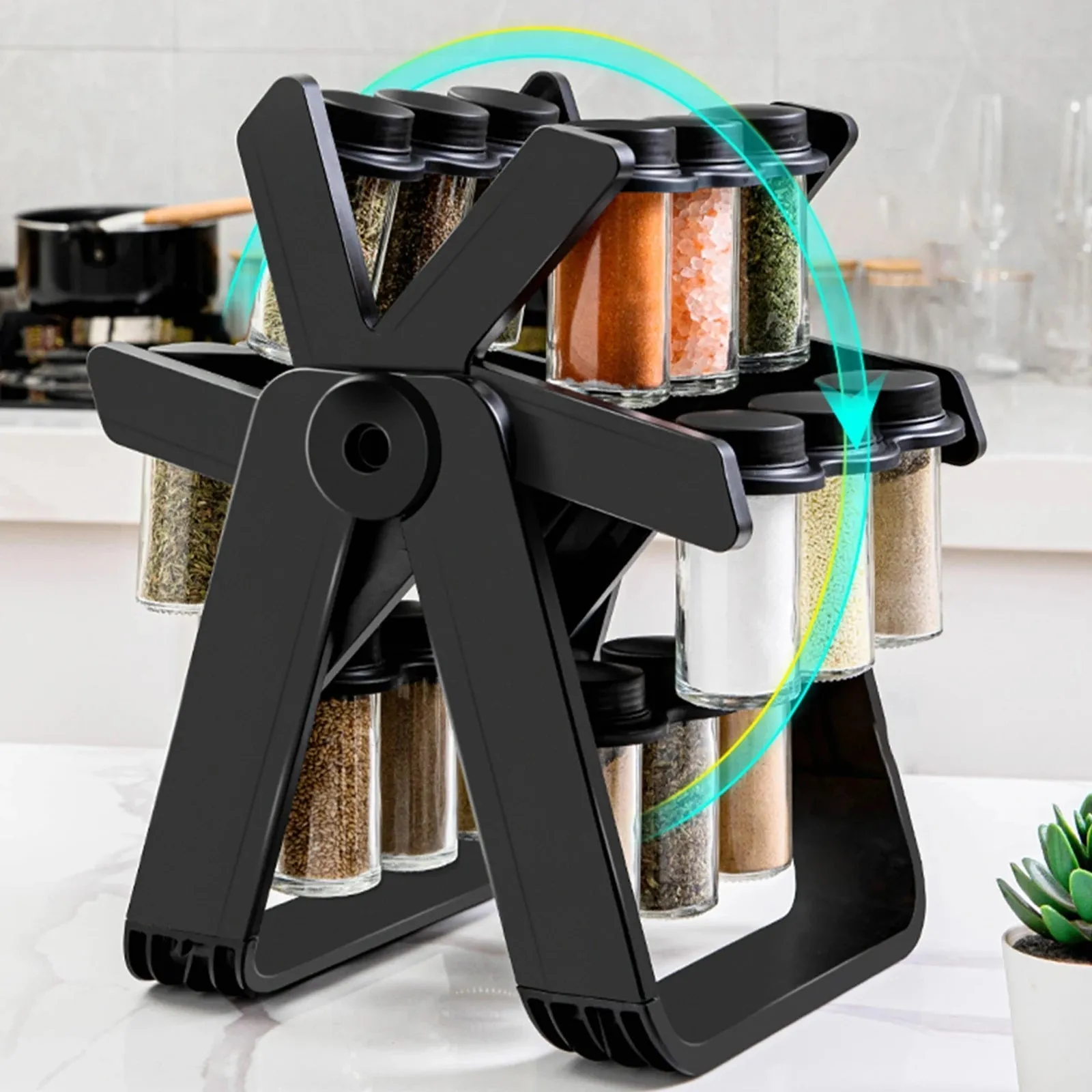 Kitchen Storage Tank Rotating Ferris Wheel Seasoning Rack