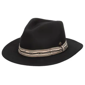 Men's Wool Felt Fedora With Multi Stripe  Jacquard Band