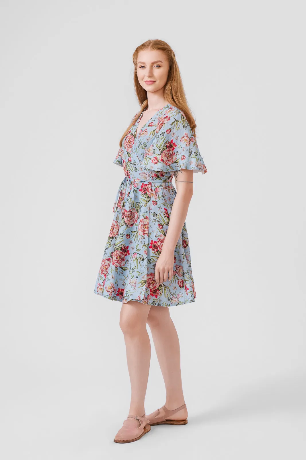 Mini Wrap Dress, Butterfly Sleeve