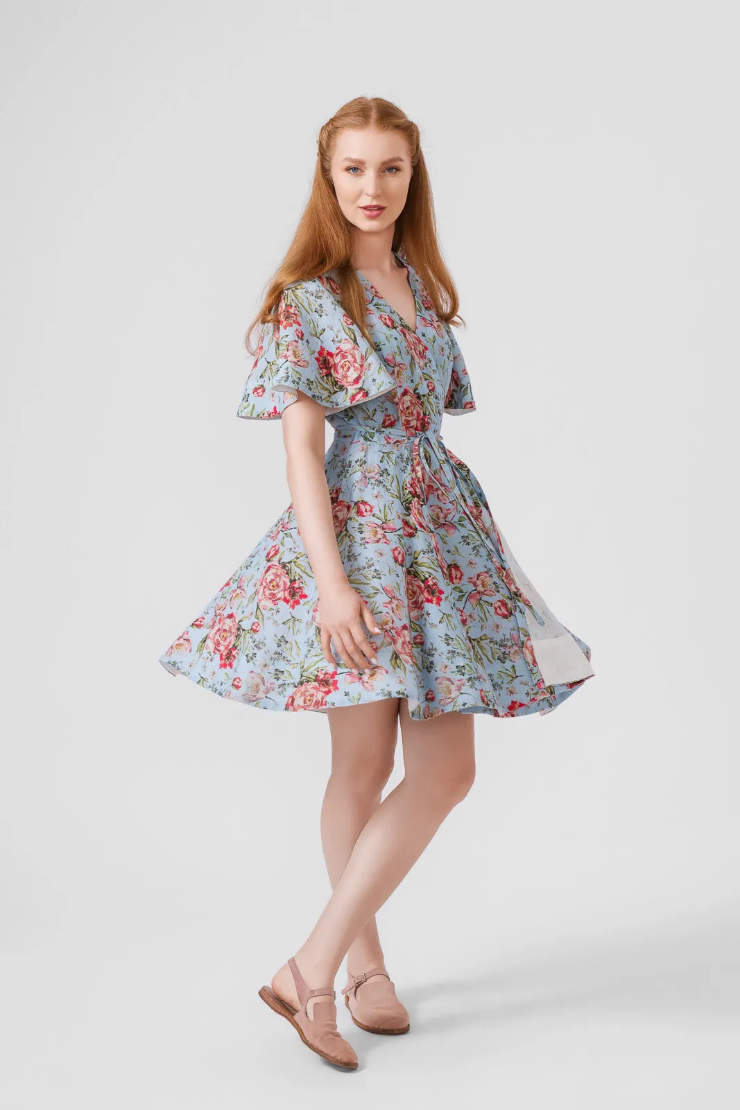 Mini Wrap Dress, Butterfly Sleeve