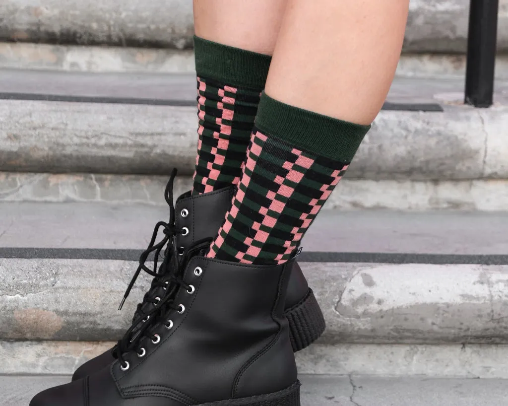 Multicolor Houndstooth Knee-High Sock