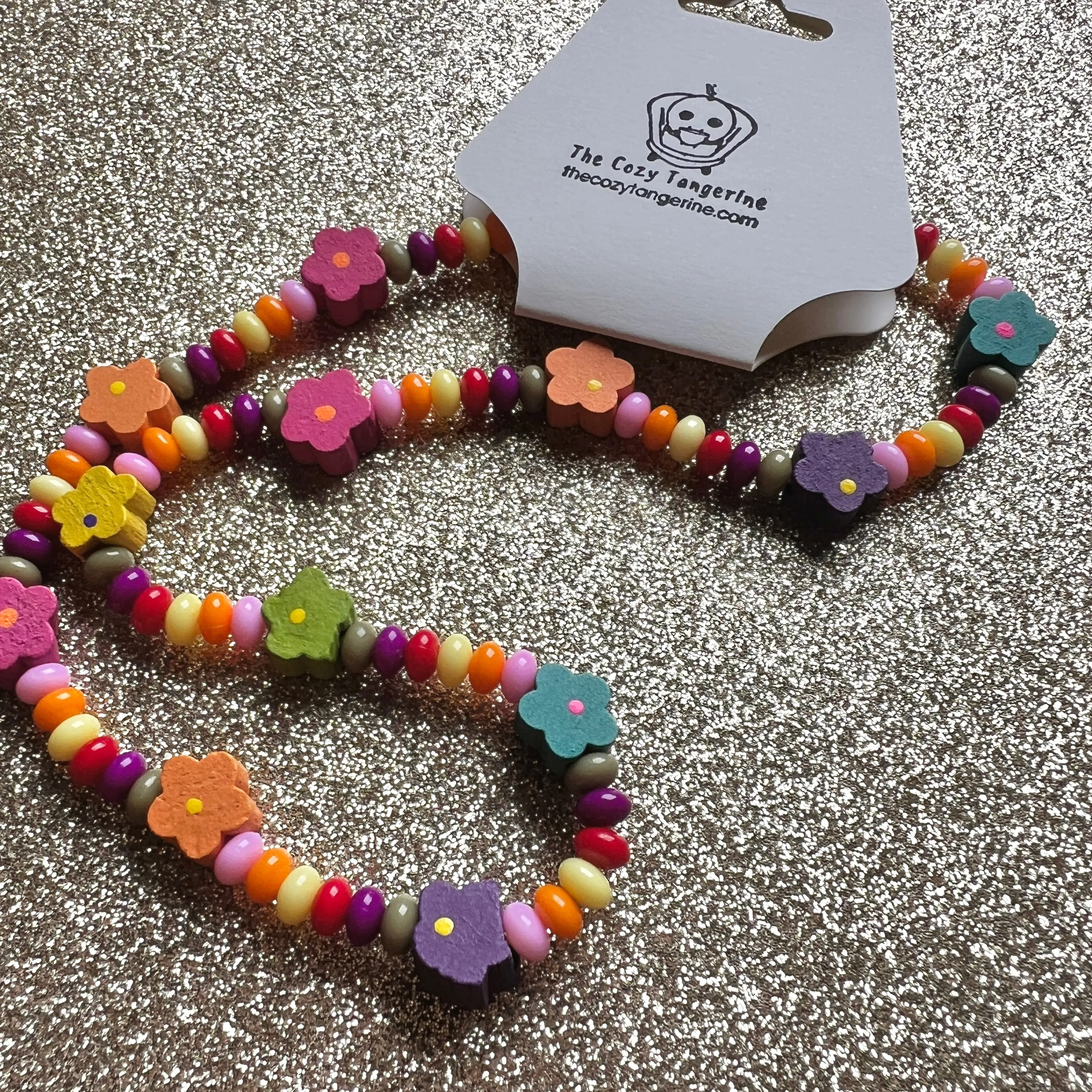 Multicolor Wooden Flower Necklace