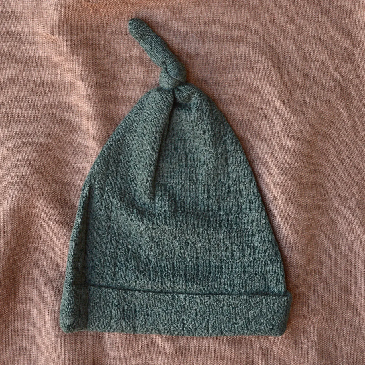 Pointelle Knotted Beanie - 100% Organic Merino (0-12m)