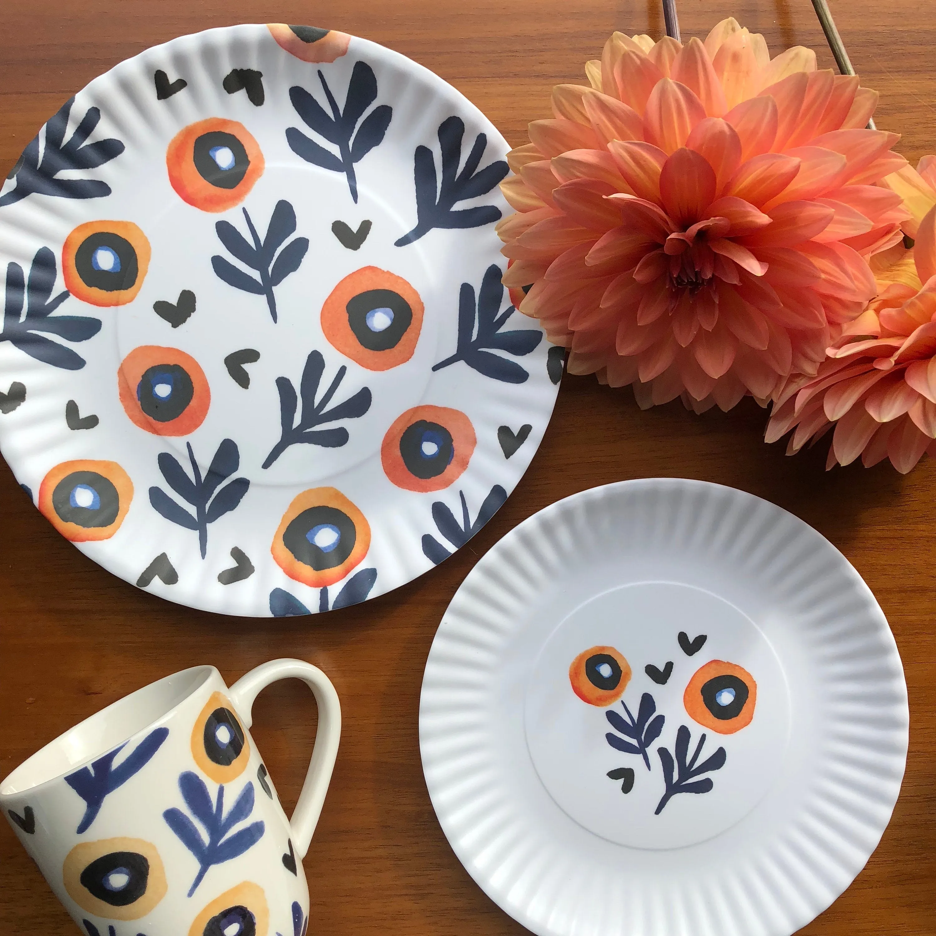 Poppies Matte Melamine Plate Set (9 inch)