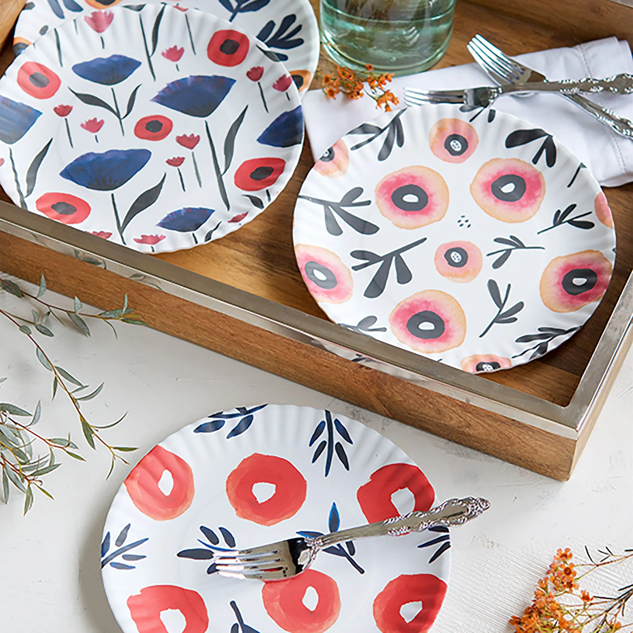 Poppies Matte Melamine Plate Set (9 inch)