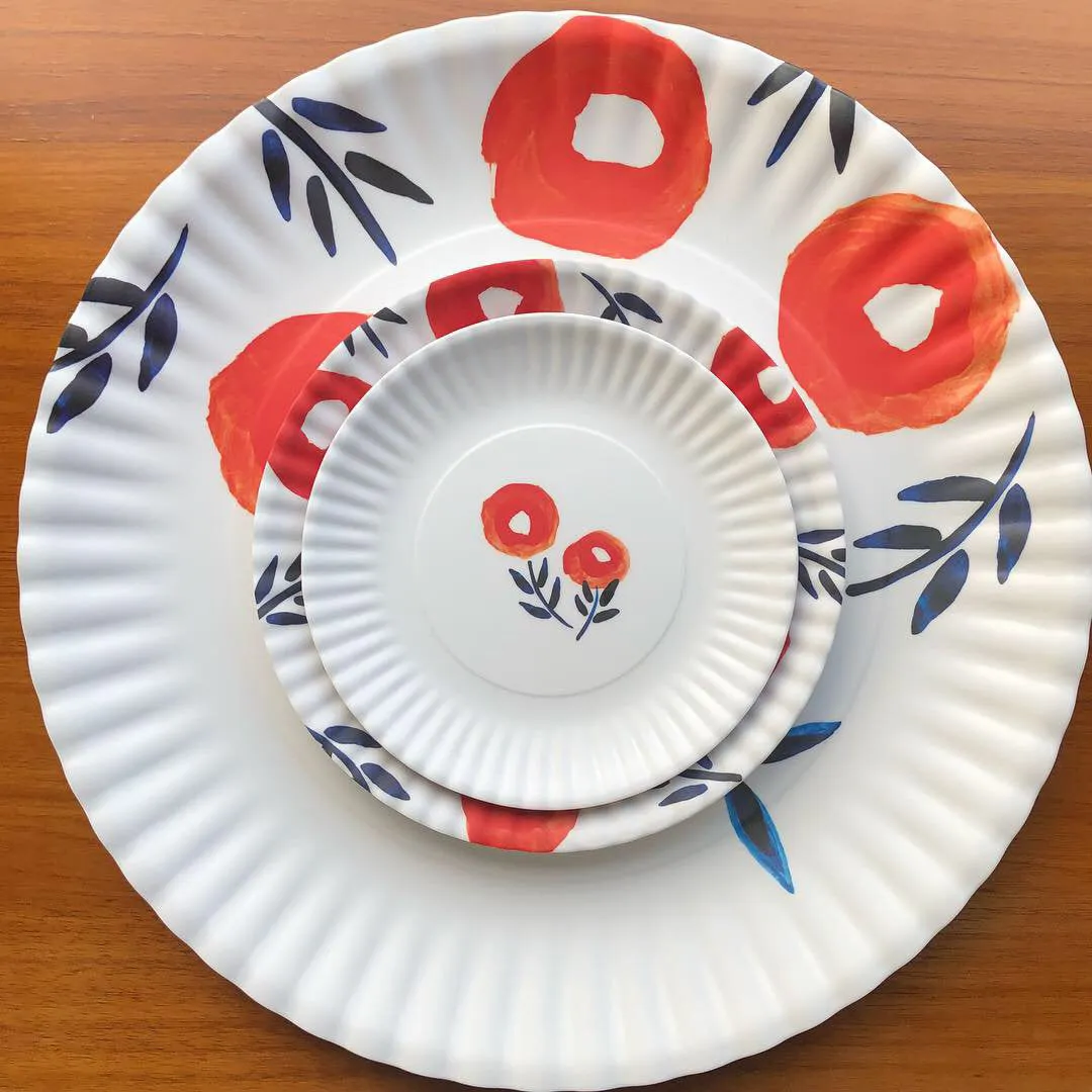 Poppies Matte Melamine Plate Set (9 inch)