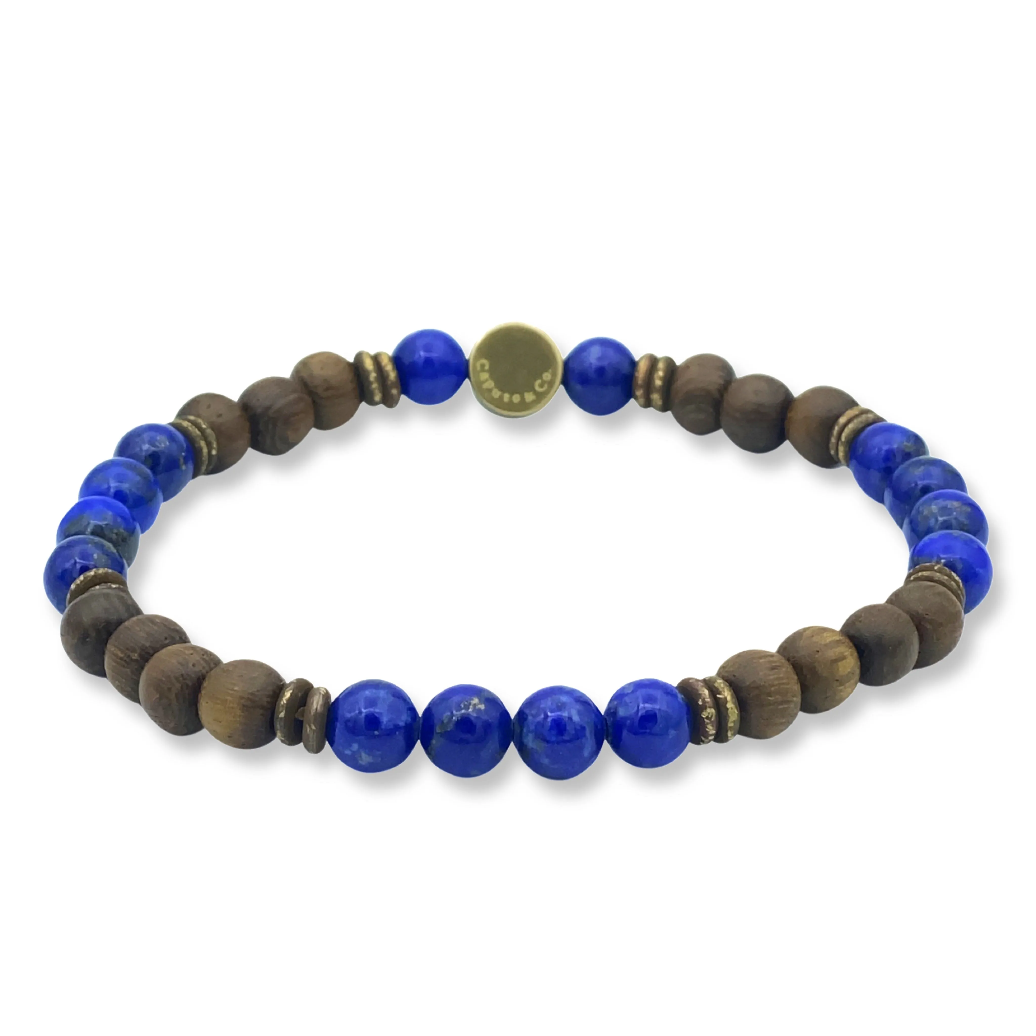 Protection Stone and Wood Stretch Bracelet