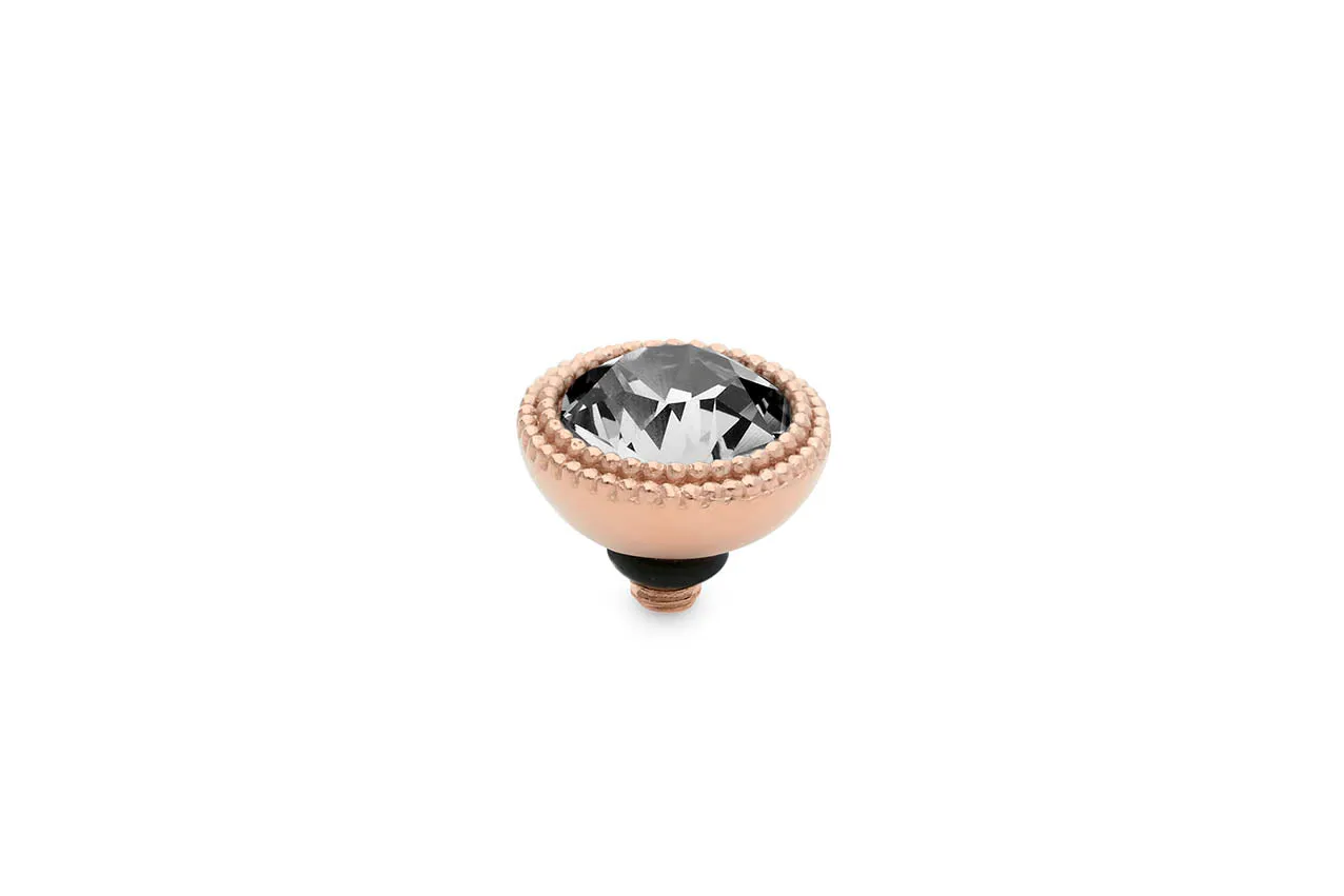 Qudo Rose Gold Plated Stainless Steel Fabero 8mm Topper in Crystal