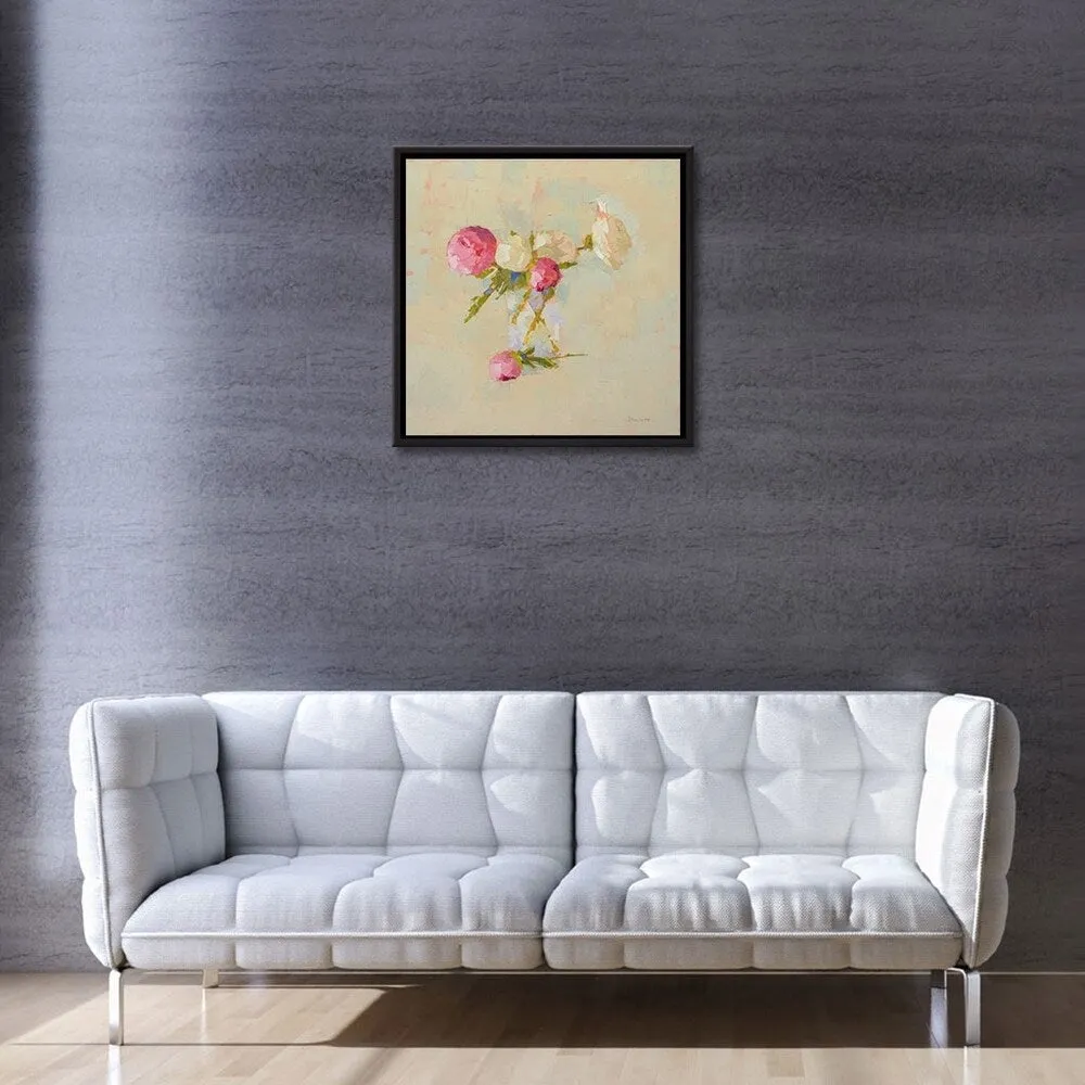 " Peonies In Glass No. 2" Gallery Wrapped Floater-framed Canvas