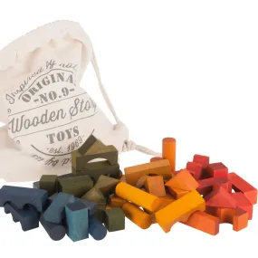 Sack of 100 Wooden Building Blocks