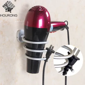 Space Aluminum Hair Dryer Holder Wall Mounted Rack Shelf Hairdryer Storage Holder Bathroom Accessories