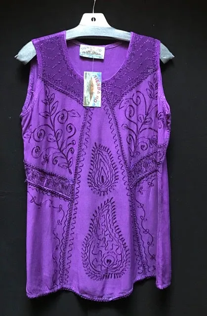 TIENDA HO 10537 EMBROIDERED RAYON TANK