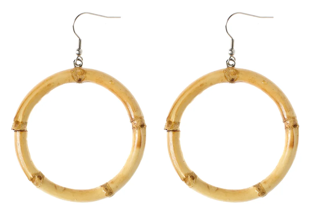 Tiki Round Bamboo Earrings