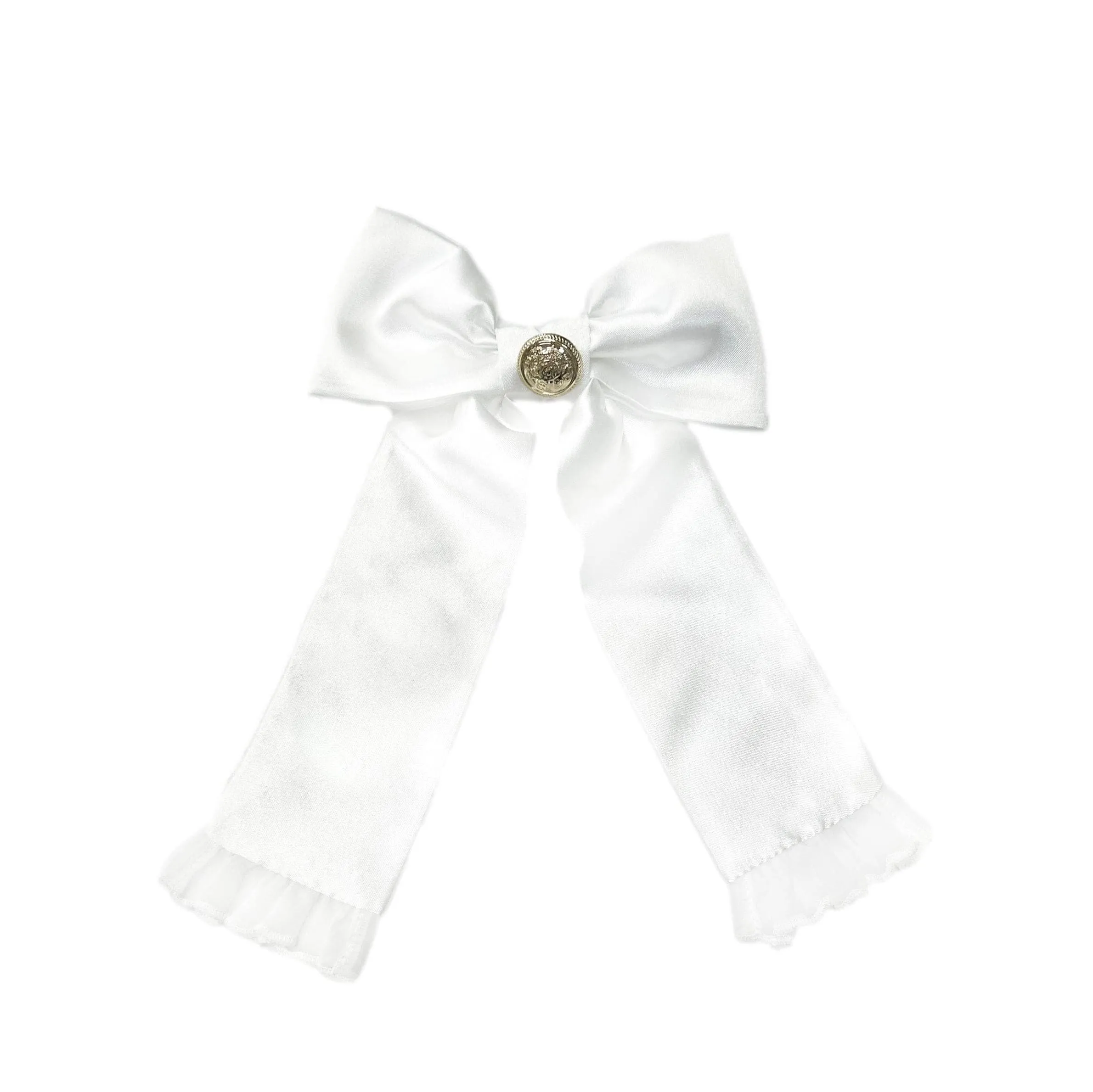 White Satin Tuxedo Hair Bow