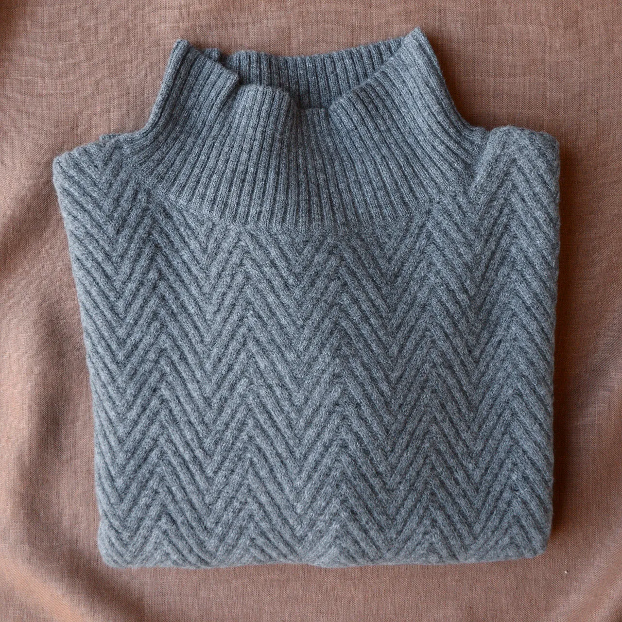 Women's Structure Sweater - 100% Lambswool - Charcoal Melange (S, M, L)