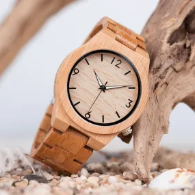 Wooden Bamboo Quartz Watch with Luminous Hands   Free Gift Box