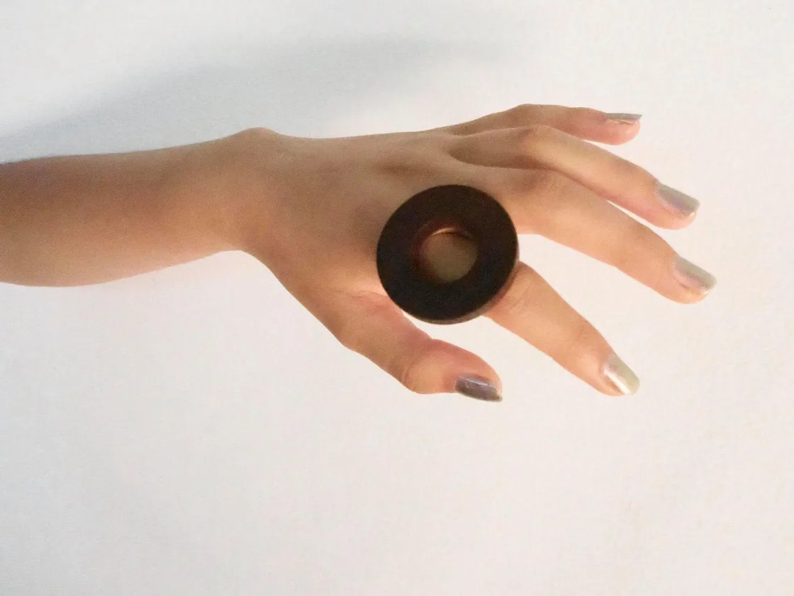 Wooden Round Statement Ring