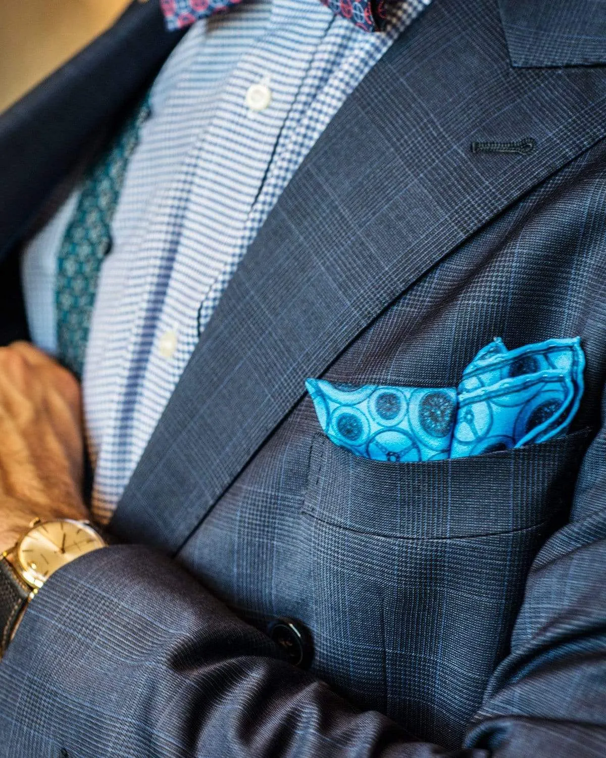 WORLD BEATER - Silk Pocket Square - Sky Blue