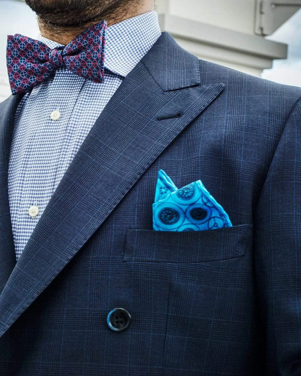 WORLD BEATER - Silk Pocket Square - Sky Blue