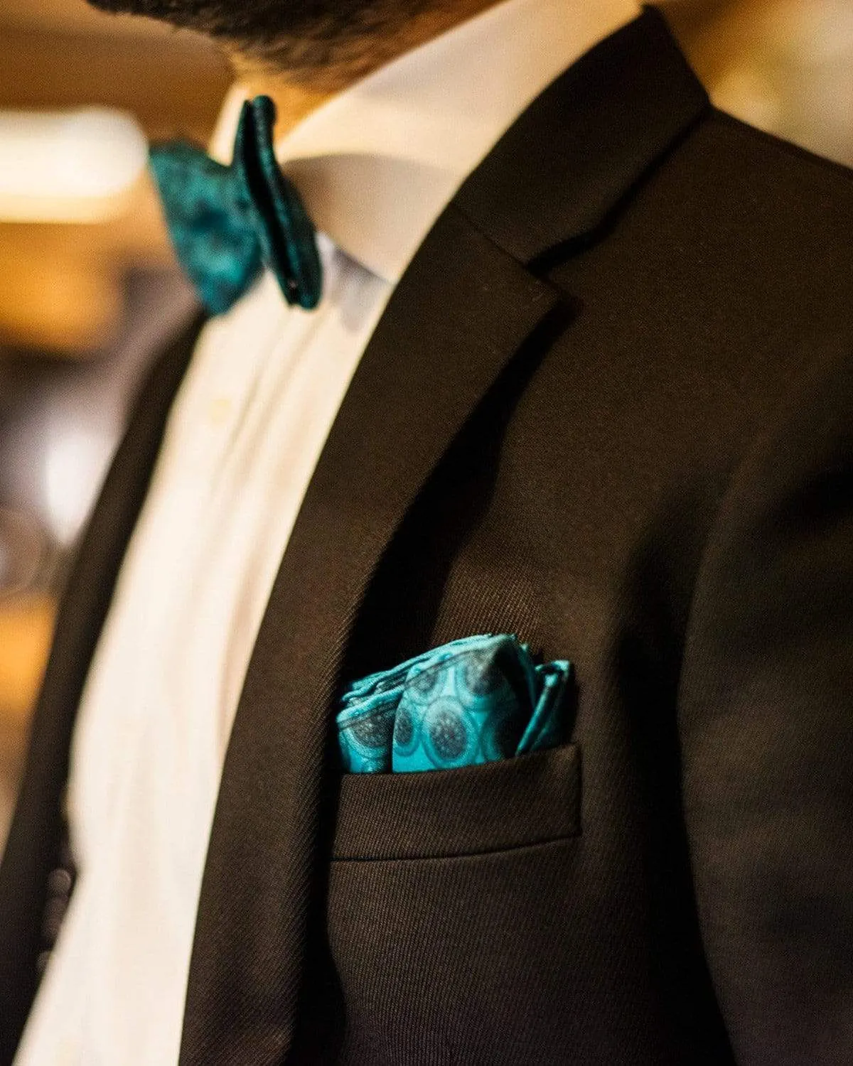 WORLD BEATER - Silk Pocket Square - Teal Blue