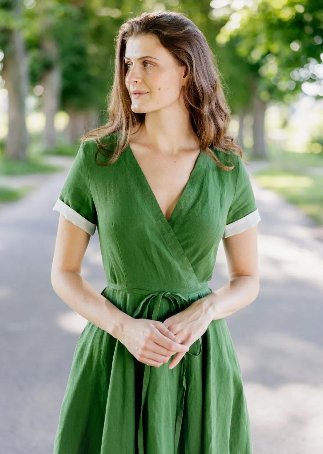 Wrap Dress, Short Sleeve, Spring Green