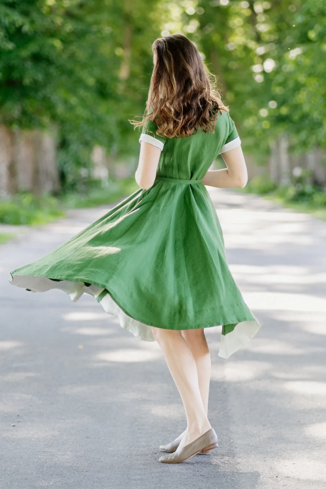 Wrap Dress, Short Sleeve, Spring Green